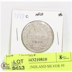 1919 NEWFOUNDLAND SILVER 50 CENT COIN