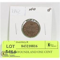 1942 NEWFOUNDLAND ONE CENT COIN