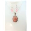 Image 1 : 5)  LARGE OVAL PINK OPAL PENDANT STAMPED