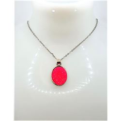 20) LAB CREATED HOT PINK OVAL OPAL PENDANT