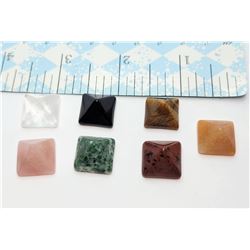 9)  SET OF 7 CHAKRA PYRAMID HEALING STONES
