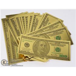 STACK OF GOLD  FOIL LOOK NOVELTY USA 100 DOLLAR