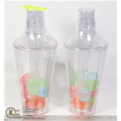 2 NEW COCKTAIL SHAKER SETS WITH DRINK STIR STICKS