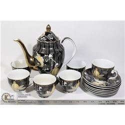 YU TAI JAPAN DECOR 24KT GOLD TRIM TEA SET SERVES 6