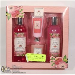 NEW 4PC OPALINE SPA  ROSE PETAL BATH GIFT SET