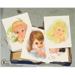 FOUR 1960S LITTLE GIRL ART CARDS ADS BY FRANCES HO