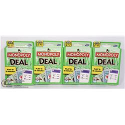 4 PACKS OF MONOPOLY DEAL CARD GAMES