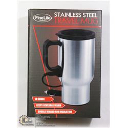 NEW 14-OZ STAINLESS STEEL HEATED TRAVEL MUG