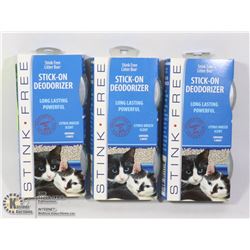THREE NEW 2 PACKS OF STINK FREE STICK ON DEODORIZE