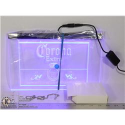 LIGHTED NEON BLUE "CORONA EXTRA" SIGN