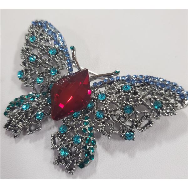 RHINESTONE BUTTERFLY BROOCH