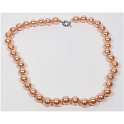#16-ORANGE SEA SHELL PEARL NECKLACE 10mm/15"