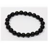 Image 1 : #186-NATURAL RAINBOW BLACK OBSIDIAN BRACELET