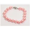 Image 1 : #27-PINK SEA SHELL PEARL BRACELET 10mm/7.5"