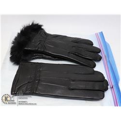 2PK LADIES LEATHER GLOVES MEDIUM