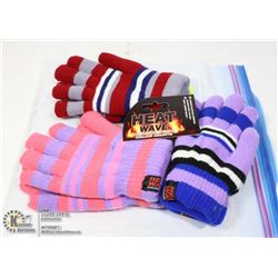 3PK KIDS HEAT WAVE GLOVES
