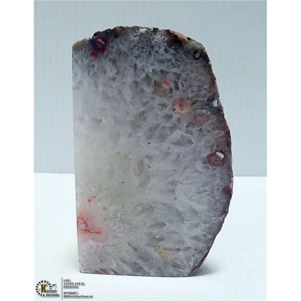 WHITE OPAQUE AGATE WITH PINK HIGHLIGHTS
