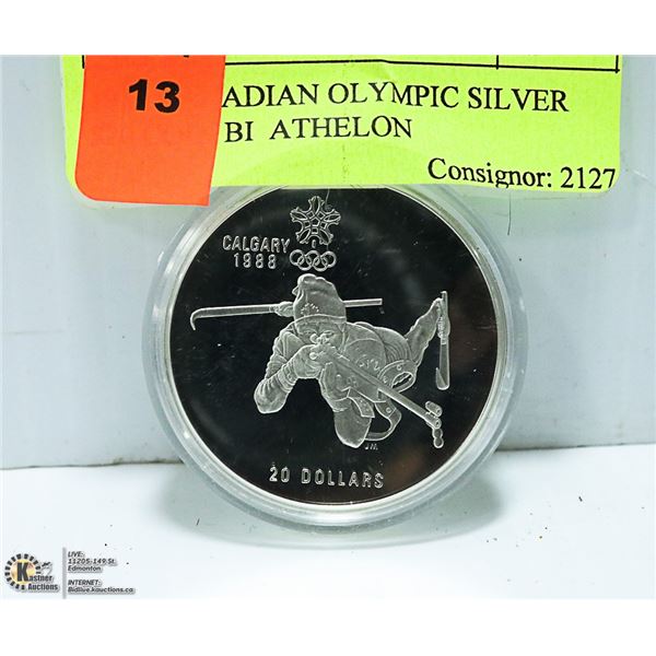 1986 CANADIAN OLYMPIC SILVER $20 COIN BI  ATHELON