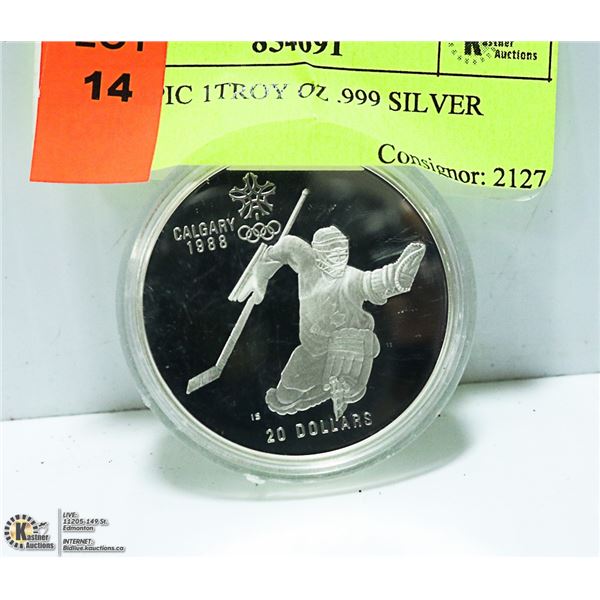 OLYMPIC 1TROY OZ .999 SILVER COIN