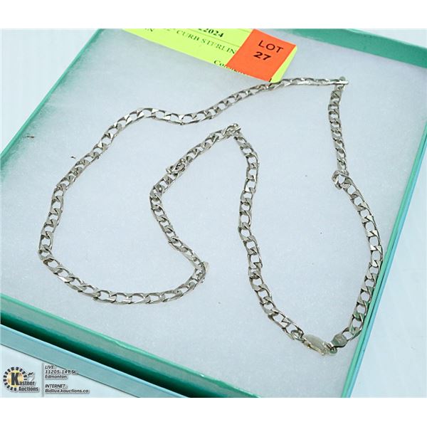 22" CURB STERLING SILVER CHAIN