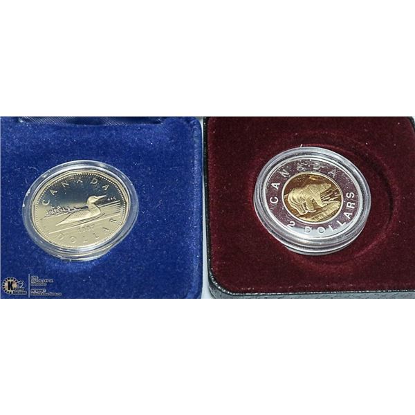 2005 STERLING SILVER PROOF $2 + 1987 PROOF $1