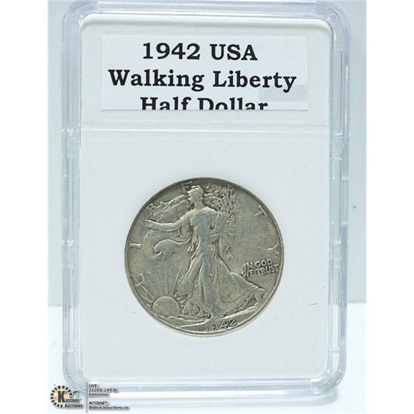 1942 USA 90% SILVER HALF DOLLAR 1/2 OZ. SILVER