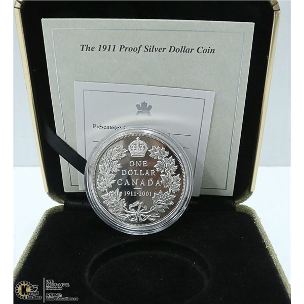 2001-1911 CANADIAN PROOF SILVER DOLLAR 1 OZ. STERL