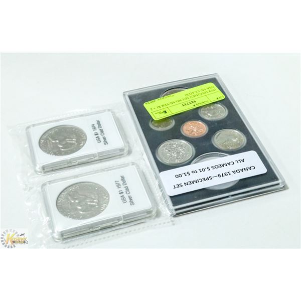 1979 SPECIMEN SET NO SILVER $1 + 2 USA SIL CLAD $1