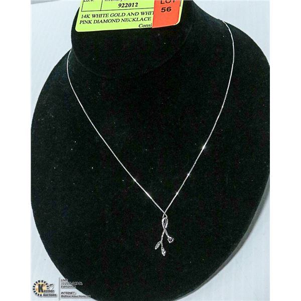 14K WHITE GOLD AND WHITE AND PINK DIAMOND NECKLACE