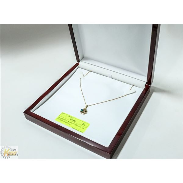 BLACK OPAL & GOLD PENDANT ON 21" 10K GOLD CHAIN