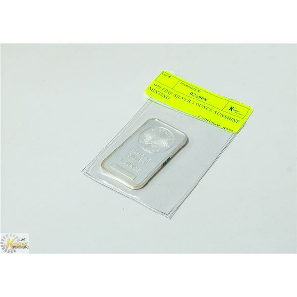 .999 FINE SILVER 1 OUNCE SUNSHINE MINTING