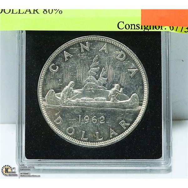 1962 CANADIAN  SILVER DOLLAR 80%