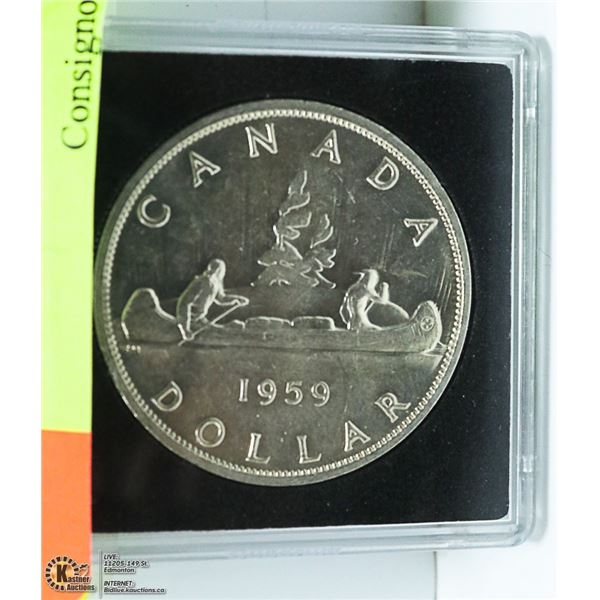 1959 CANADIAN  SILVER DOLLAR 80%