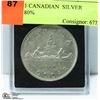 Image 1 : 1951 CANADIAN  SILVER DOLLAR 80%