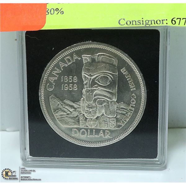 1858 -1958 CANADIAN  SILVER DOLLAR 80%