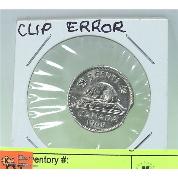 CLIP ERROR 1968 CANADIAN 5 CENTS