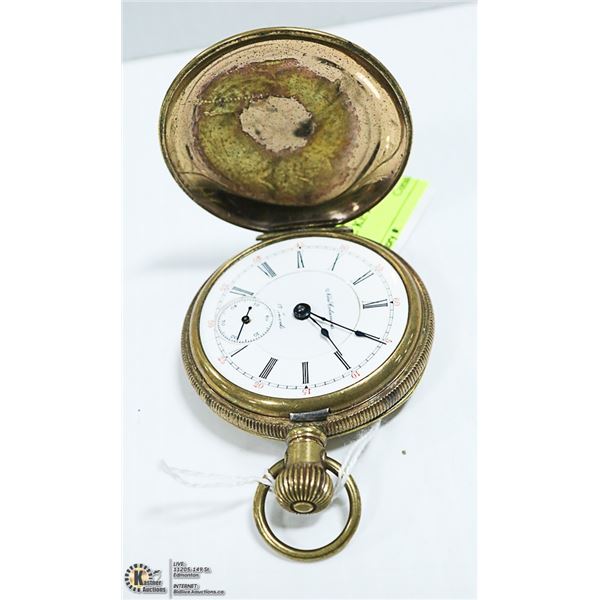 NEW COLUMBUS GOLD PLATE HUNTER CASE KEY WIND