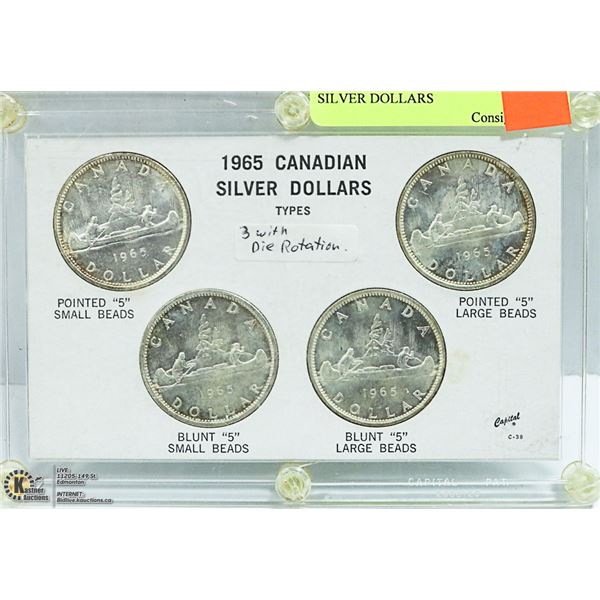 DIE ROTATION 1965 CANADIAN SILVER DOLLARS