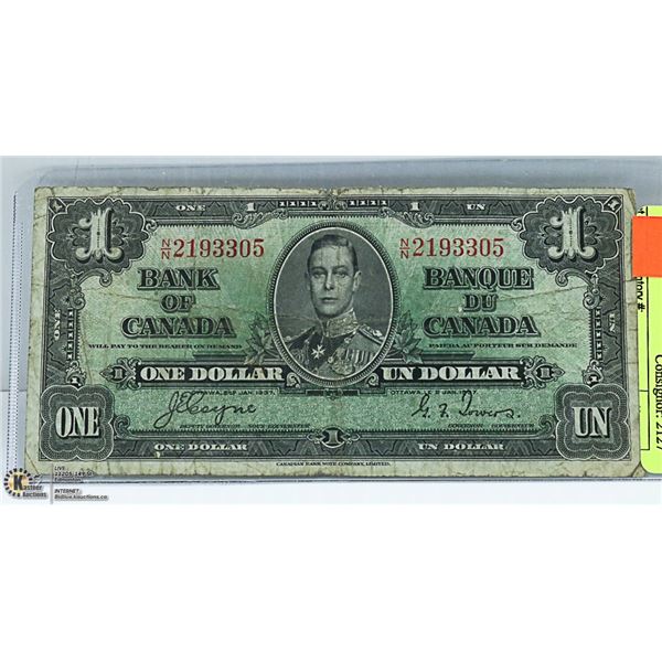 1937 CANADIAN $1 BILL