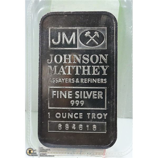 J.M TROY OZ .999 SILVER BAR