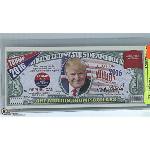 1 MILLION TRUMP DOLLAR BILL