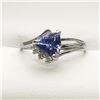 Image 1 : 7) 10 KARAT WHITE GOLD TANZANITE AND DIAMOND RING