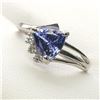 Image 2 : 7) 10 KARAT WHITE GOLD TANZANITE AND DIAMOND RING