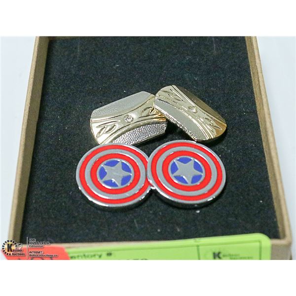 NEW CUFFLINKS. SET OF TWO SUPER HEROS.