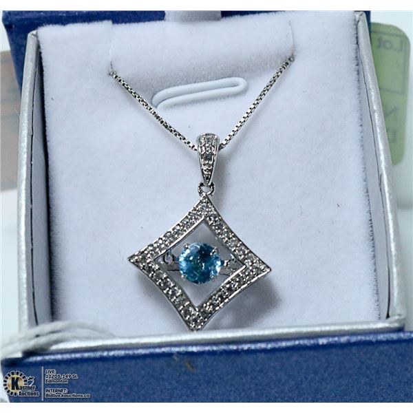 NEW. PENDANT/NECKLACE DANCING BLUE STONE 3.5