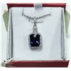 Image 1 : NEW. PENDANT BLUE CZ CENTER ACCENTED WITH WHITE