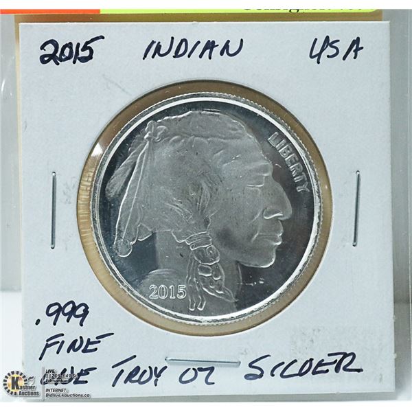 2015 .999 FINE SILVER INDIAN-BUFFALO USA COIN