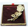 Image 1 : 24 KARAT GOLD PLATED WHITE ROSE BROOCH