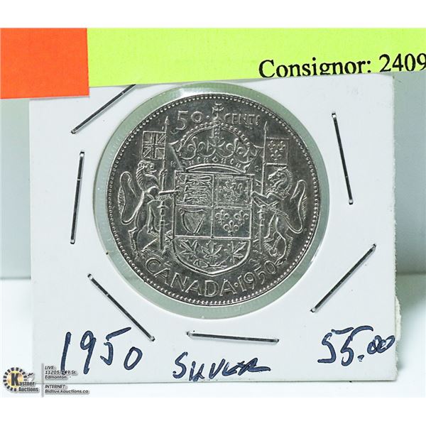 1950 SILVER 50 CENT PIECE