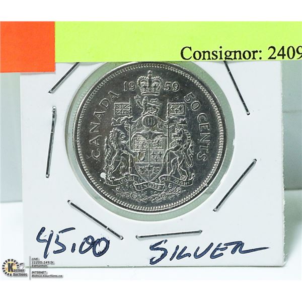 1959 SILVER 50 CENT PIECE